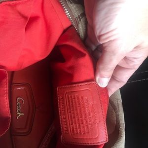 Brown and Orange authentic coach purse and wallet